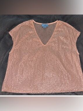 CeCe by Cynthia Steffe Rose Gold Sequin Top – Size M – NWT